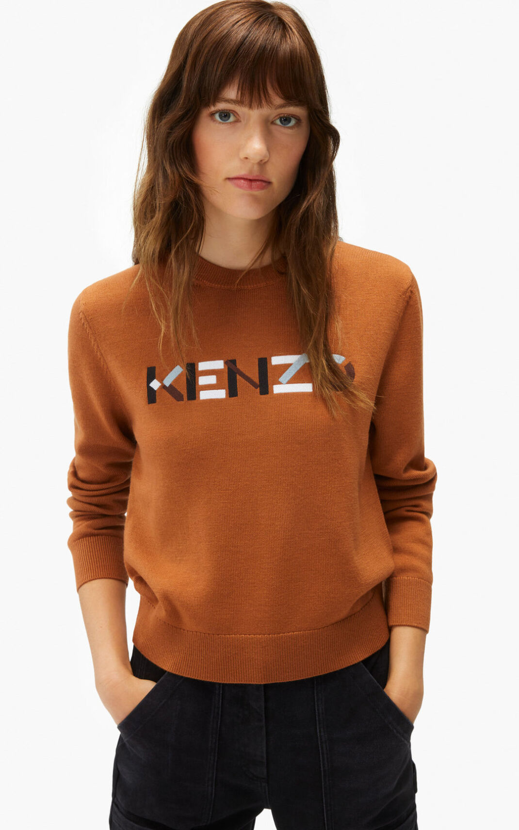 Kenzo logo merino wool Striktrøje Dame - Brune DK-791901